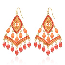 TOVABA Boho Drop Earrings Seed Bead Dangle Earrings Vacation Earrings Colorful Statement Earrings Jewelry Present