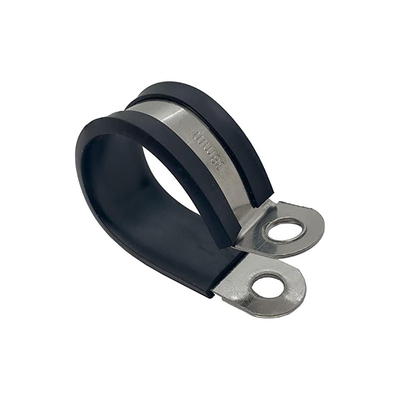 Lumonic 38 mm pipe clamps with rubber insert, stainless steel