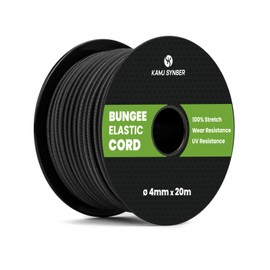 Kamu Synber Bungee Cord 4mm x 20m Elastic Shock Cord Bungee Rope for Tarpaulin, Kayak, Tie Down, Camping | Black