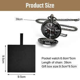 Vicloon Modern Quartz Watch with Chain - Vintage Roman Numerals Pocket Watch for Special Occasions (Black) Gift Box