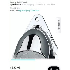 Speakman Adjusta-spray Solid Brass Wall mount Shower Head S-2460 Polished Chrome