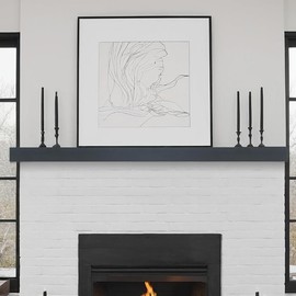 TONGMO Fireplace Mantel - Rustic Wood Floating Mantel Shelf - Vintage-Inspired Farmhouse Fireplace Mantel - Handmade Mantel for Over Fireplace - Solid Wood Mantel 60 X 7 X 3in (Grey, 60inch)