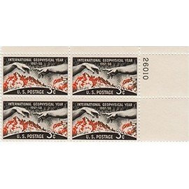 1958 4 X 3¢ International Geophysical Year Postage Stamp Scott #1107