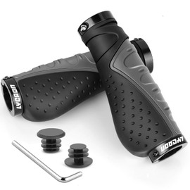 LYCAON Bike Handlebar Grips Bicycle, Bicycle Grips Ergonomic Non-Slip Rubber Bicycle Handle with Aluminium Lock, Handle for Scooter Cruiser Urban Tricycle Wheel Chair Mountain Road Bike MTB BMX (Grey)