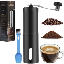 Molino de Cafe, Molino de Cafe Manual Acero Inoxidable (Negro) Moledor de Cafe o Especias con Cuchilla de Cerámica, Coffee Grinder Ajustable, Molinillo de Café Manual Portátil