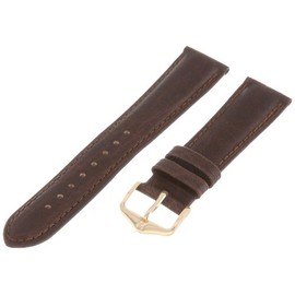 Hirsch Camelgrain Calf Watch Strap - Dark Brown Band/Gold Buckle - M - 18mm / 16mm - Shiny Gold Buckle - Leather Band