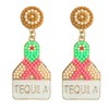 Beaded Tequila Earrings for Women, Champagne Wine Bottle Dangle Earrings,