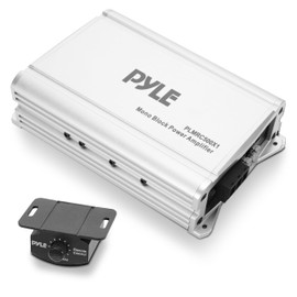 Pyle Mono-Block Audio Amplifier System - Class D Compact Car Amp, Weather Resistant, IPX4 Rated, for Car, ATV, UTV, Jeep, Motorcycle, Marine, Soft Turn On/Off, Power Protection, 7.95"x4.33"x1.87"