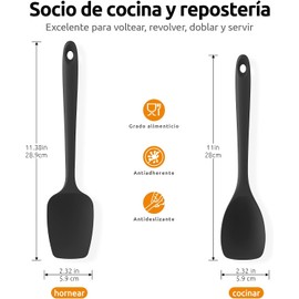 U-Taste Espátulas de silicona resistentes al calor hasta 600 °F: espátula de silicona flexible para hornear y cuchara para cocinar, utensilios de cocina suaves y sin costuras para servir, raspar y