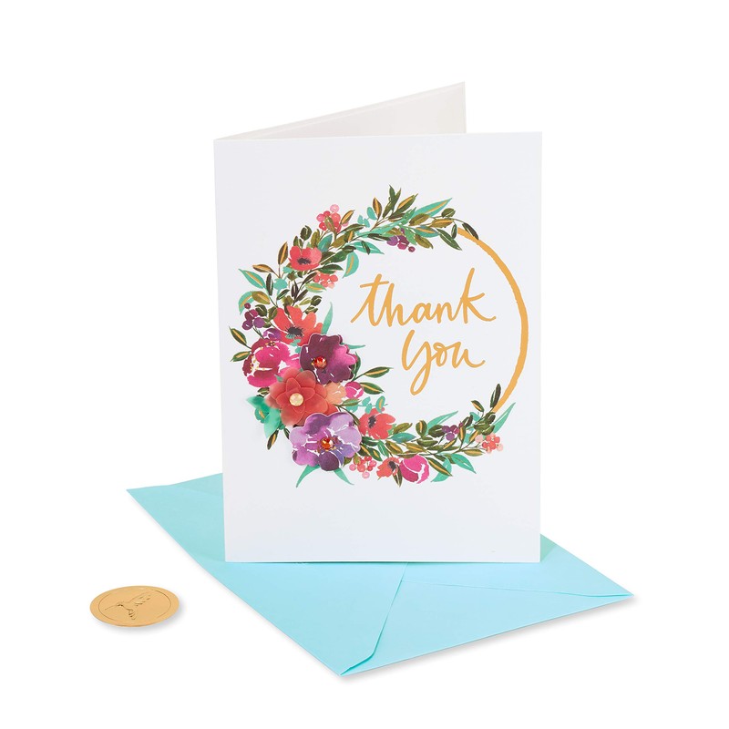 Papyrus Blank Thank You Card (Painterly Wreath)