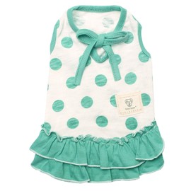 TONY HOBY Pet Dresses Dog Dresses Made of Pure Cotton with Green Dot for Small Medium Large Dog