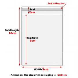 Zydiwo Pack of 300 Transparent Cellophane Bags Sticker Bag Small Plastic Bag OPP for Confetti Jewellery Gift Doll (5 x 10 cm)