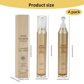 Caffeine Eye Cream Serum for Dark Circles and Puffy Eyes, Hyaluronic Acid Eye Cream with 360° Cooling Roller for Wrinkles, Bags & Fine Lines, Hydrating Under Eye Treatment for Men & Women, 20ml