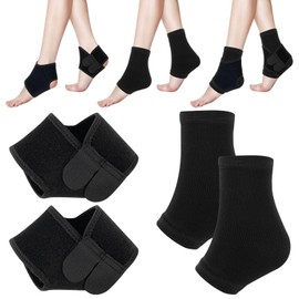 Leikedun 2 Pairs Kids Ankle Support Knitted Kids Ankle Brace Elastic Child Compression Socks Breathable Foot Support Sleeves Sprained Ankle Support for Running Football Climbing Travelling (Black)