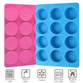 Round Chocolate Cookie Molds,SAGOOITS Oreo Chocolate Silicone Mold 12-Cavity Cylinder Chocolate Silicone Molds for Covered Oreo, Cookies Candy Jelly Mini Cakes and Muffin Baking(2 PCS)