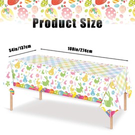 lvzhen Easter Tablecloth| 137x274cm Easter Egg Bunny Tablecloth