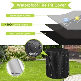 Rilime Fire Pit Cover Propane Fire bowl Column for Ninja Fireside 360 Outdoor Heater and BALI OUTDOORS 23In Cylinder Firepit, 24" D X 27" H Waterproof Outdoor Propane Fire Pit Cover