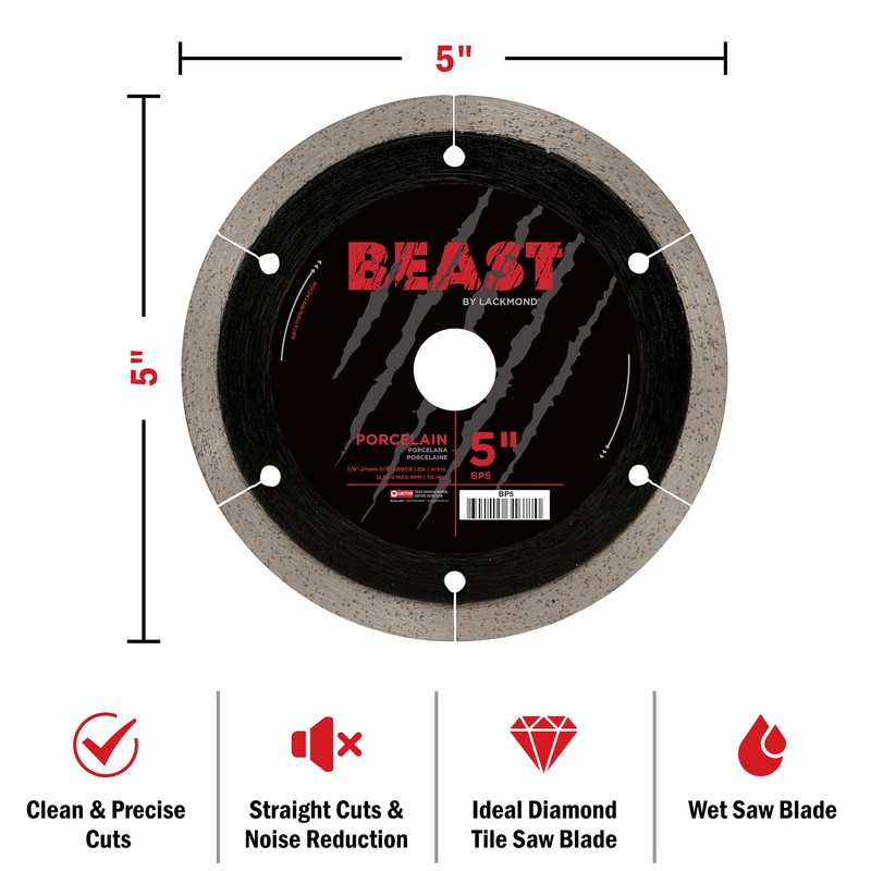 Lackmond Beast Pro Porcelain Saw Blade - 5" Hard Tile