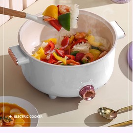 Fdit Electric Cooking Pot, Antisticking Multi Function 3 Temp Modes 3.5L for Camping (Electric Cooking Pot with Lid)