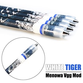 TOMZEGNA Spinning Pen Menowa Vgg Mod, Auspicious Beast Version with Silver Tips, Handmade Weighted Spin Pen, White Tiger