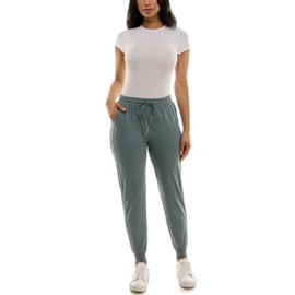 Zac & Rachel Women's Pull On Jogger Pant with Tie Front and Side Pockets, Sea Stone
