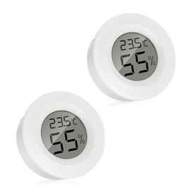 Reptile Thermometer, 2PCS Digital Hygrometer Thermometer Versatile Temperature & Humidity Monitor for Terrarium, Vivarium, Lizard, Tortoise Tank, Switchable Celsius/Fahrenheit Display (White)