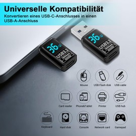 Quevati USB A to USB C Adapter (2 Pack), 10Gbps USB 3.2 Gen 2, Type A Male to C 3.2 Female Adapter Compatible with Phone 16 Pro Max/Pad and Thunderbolt 3/4, and Type C Devices