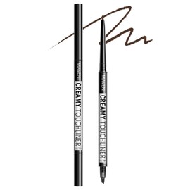 Gel Eyeliner, Dark Brown, 0.06 inches (1.5 mm), Extra Fine, Waterproof, 2-Way Brush, Retractable Type, Pencil Eyeliner, Hard to Fall, High Color, Smudge Proof, Smooth, Adhesion, Long Lasting Use, Natural Makeup, Spring Make