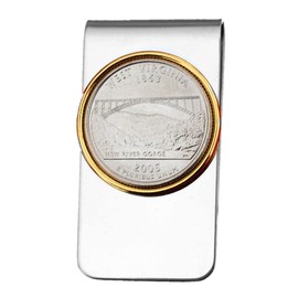 US 2005 West Virginia State Quarter BU Uncirculated Coin Two Toned Money Clip New