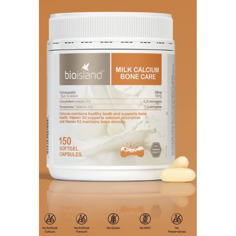 Bio Island Milk Calcium Bone Care 150 Softgel Capsules