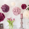 Set of 15 tissue paper pompoms, including satin ribbons (each