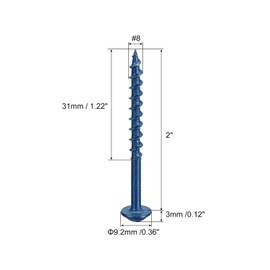 sourcing map #8x2" Pocket Hole Screws, 150pcs Square Drive Self Tapping Wood Screws with Blue Coated for Woodworking