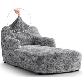 PAULATO BY GA.I.CO. Chaise Lounge Cover - Stretch Lounge Chair Slipcover - Chaise Lounge Protector for Pets and Kids - Soft Lounge Slip Cover - Microfibra Print Collection - Marmo Grey