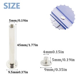 Ruidee 50Pcs/25Sets Chicago Screws M5x45mm Book Binding Rivets Screw Posts Round Flat Head Stud Screw for DIY Leather Albums (DZBD/M5x45)