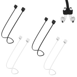 Jinpojun 4 X AirP0ds Halteband, Strap mit Magnet für AirP0ds Pro 2/1, Zubehör für AirP0ds 1/2/3 aus Geschmeidigem Silikon-Perfekt, Länge: 72CM (Weiß und Schwarz)