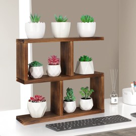 Jotsport Window Sill Plant Stand Small Wood Plant Shelf for Succulents 3 Tier Tabletop Desktop Plant Dislay Rack
