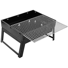 Charcoal Grill BBQ Folding Portable Stainless Steel Barbecue Grill, Barbecue Desk Tabletop Outdoor Stainless Steel Smoker BBQ for Outdoor Cooking Camping Picnics Beach(13.8" x 10.6" x 7.7")
