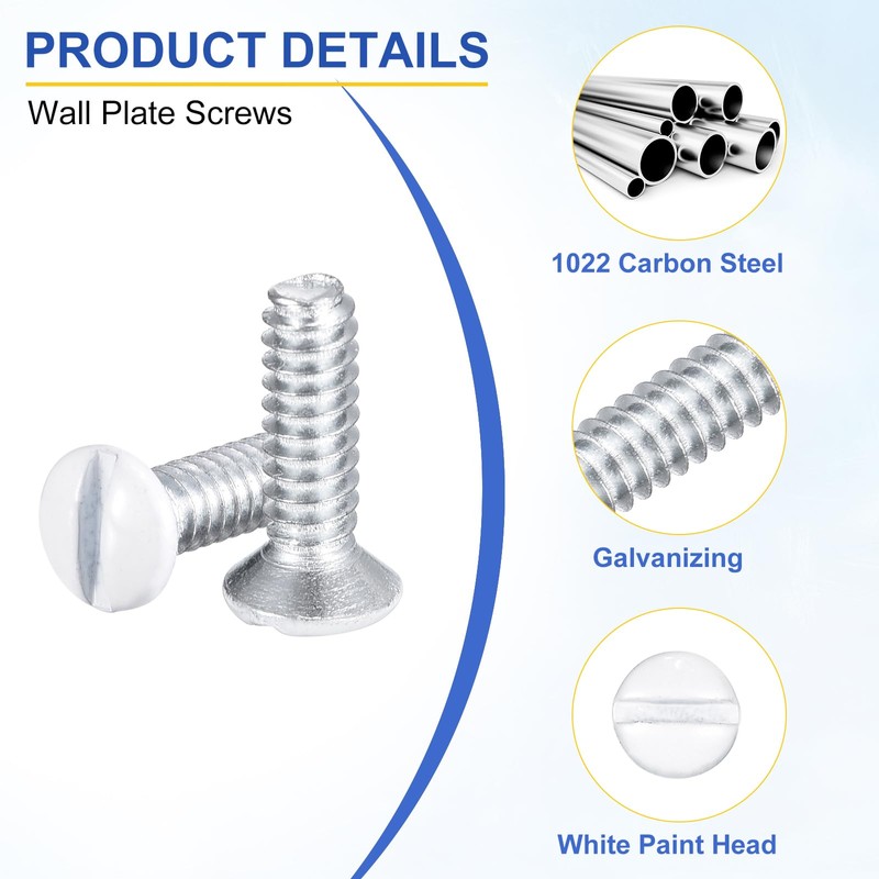 uxcell 100Pcs Wall Plate Screws, 1/2" Long 6-32 Thread Outlet