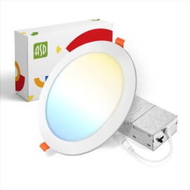 ASD 8 Inch LED Recessed Light - 2700K/3000K/3500K/4000K/5000K, 20W 70W Eqv - Ultra Thin Dimmable Ceiling Lights with J Box, Canless Wafer Downlight - Round Slim Panel Lighting - UL Energy Star