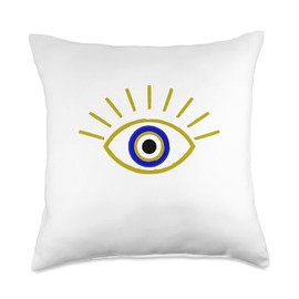 Evil Eye Artwork, Hamasa Good Luck Hand of Fatima Hipster Throw Pillow