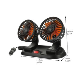 COHEALI Car Dual Head Fan Adjustable Vehicle Cooling Fan Compact Portable Design for Car Interior Rotation for Road Trips and Comfort