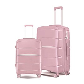 Fancial Expandable Luggage with Spinner Wheels, Pink, 2-Piece Set (20/28)