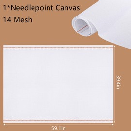 Needlepoint Canvas 39" X 59" Needlepoint Mesh 14 Mesh Blank Canvas White Cotton Cross Stitch Canvas for Embroidery, Cross Stitch and Knit Fabric