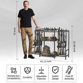 Upbci Gun Rack, Portable Rifle Rack Stand for Floor, Folding Indoor Outdoor Gun Racks with Pistol Rack for Hunting,Shooting Sports,Target Practice