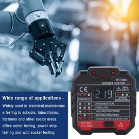 Receptacle Tester, HT106E Multi-Function Electric Socket Tester Mains Fault Checker Tool Quick Detection Outlet Tester (UK HT106E)
