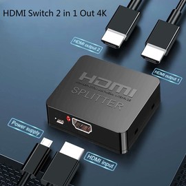HDMI Splitter 1 in 2 Out 4K@60Hz with HDMI Cable, JUEJUEZI HDMI Splitter for Dual Monitors/Displays TV, with Audio Video, for Laptop, TV Box, Support HDMI2.0b, HDCP2.2