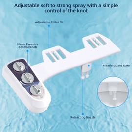 Hibbent Bidet Fresh Water Dual Spray Kit Non Electric Toilet Seat Attachment Cold Hot