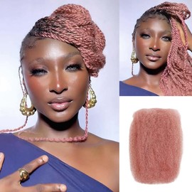 FASHION IDOL Afro Kinkys Bulk Human Hair for Dreadlock Extensions Loc Repair Braiding Twist Tight Afro Kinky Human Hair for Loc 1 Pack 50 Gram Pink 10 Inches 1.8 Oz