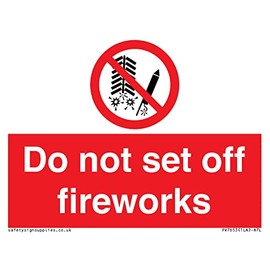 Schild mit Aufschrift"Do not set off firework", 100 x 75 mm, A7L
