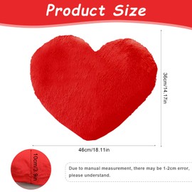 Bcuuozeeing Heart Cushion, Cuddly Cushion, Fluffy, 36 x 46 cm, Red Heart-Shaped Cushion, Plush Cushion, Heart Shape, Love Decorative Cushion, Aesthetic, Heart Cushion Gift for Living Room, Sofa,